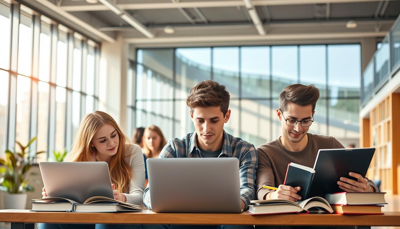 Student using a study guide to organize academic notes